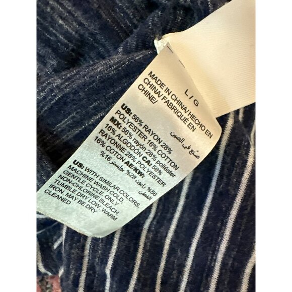 Soma Navy & White Striped Sleeveless Midi Dress L Classic Preppy Soft - Picture 5 of 5